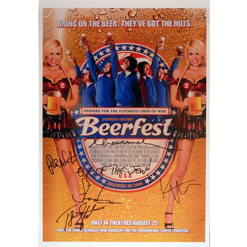 Broken Lizard (Jay Chandrasekhar, Kevin Heffernan, Steve Lemme, Paul Soter & Erik Stolhanske) Autographed Beerfest (11"x17") Movie Poster