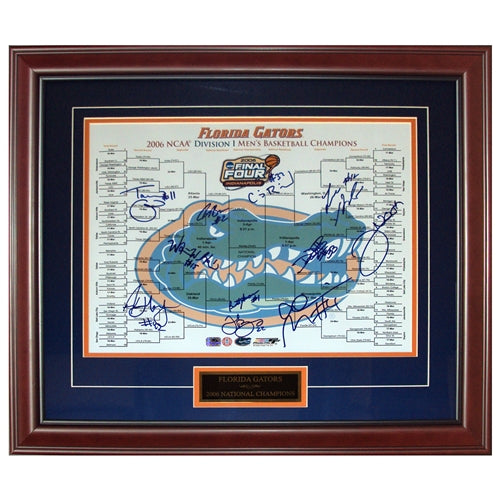 2005-06 Florida Gators Team Autographed (06 Final Four Bracket) Deluxe Framed 16x20 Photo