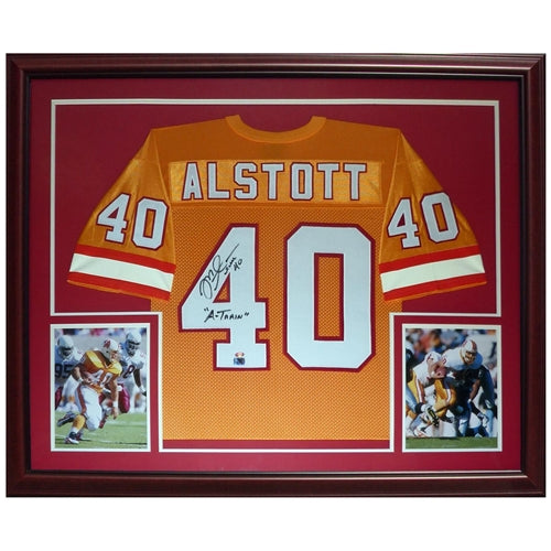 Mike Alstott Autographed Tampa Bay Buccaneers (Throwback Orange #40) Deluxe Framed Jersey