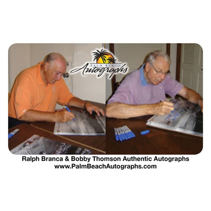 Ralph Branca and Bobby Thomson Dual Autographed "Shot" (Horizontal Dotted Line) Deluxe Framed 16x20 Photo w/ Inscription , Date