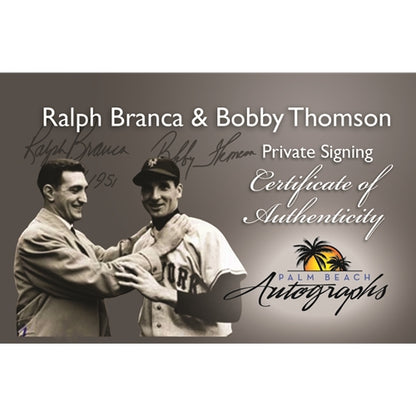 Ralph Branca and Bobby Thomson Dual Autographed "Shot" (Horizontal Dotted Line) Deluxe Framed 16x20 Photo w/ Inscription , Date