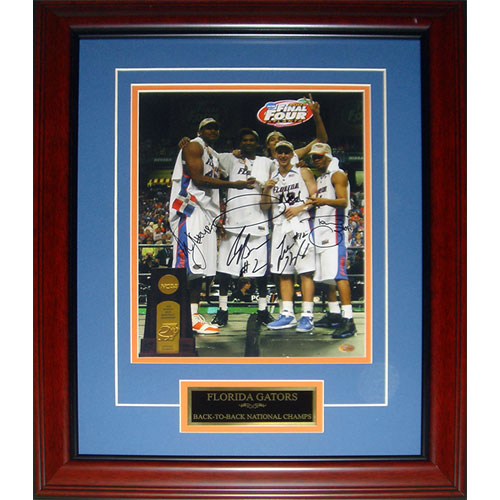 Florida Gators "Starting 5" (Brewer , Green , Horford , Humphrey , Noah) Autographed (2007 Final Four with Trophy) Deluxe Framed 11x14 Photo