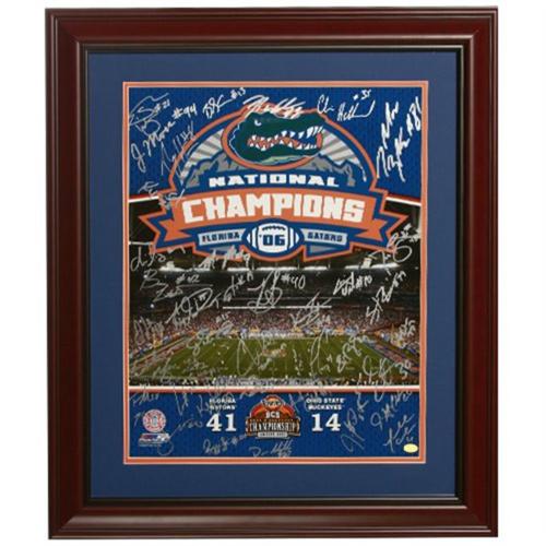 2006 Florida Gators National Championship Team and Urban Meyer Autographed (BCS in Silver) Deluxe Framed 16x20 Composite Photo - 45 Signatures
