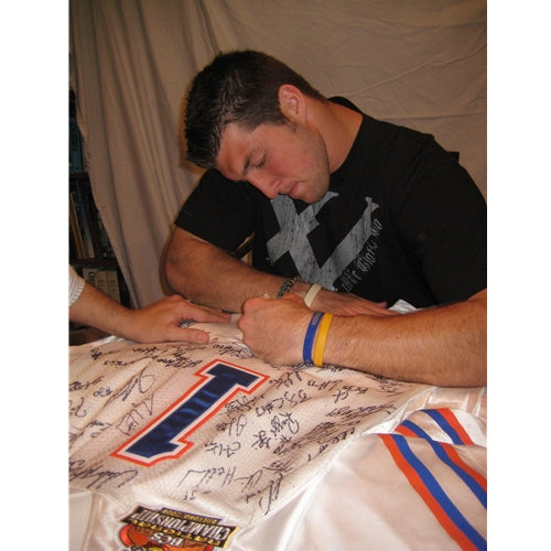 2006 Florida Gators National Championship Team and Urban Meyer Autographed (White #1) Deluxe Framed Jersey - 45 Signatures
