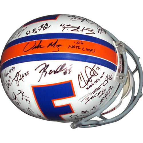2006 Florida Gators National Championship Team and Urban Meyer Autographed Florida Gators (Throwback) Deluxe Replica Helmet - 44 Signatures