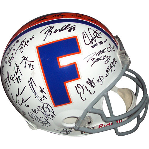 2006 Florida Gators National Championship Team and Urban Meyer Autographed Florida Gators (Throwback) Deluxe Replica Helmet - 44 Signatures