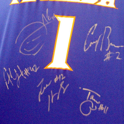 Florida Gators "Starting 5" (Brewer , Green , Horford , Humphrey , Noah) Autographed (Blue #1) Jersey w/ "Back-to-Back Champs"