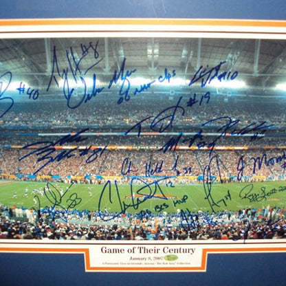 2006 Florida Gators Team and Urban Meyer Autographed Florida Gators (2007 BCS Championship) Deluxe Framed Panoramic Photo - 44 Signatures
