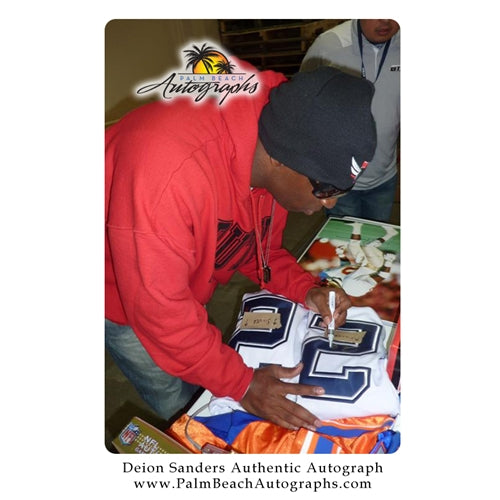 Deion Sanders Autographed Dallas Cowboys (White #21) Deluxe Framed Jersey - Sanders Holo