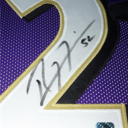 Ray Lewis Autographed Baltimore Ravens (Purple #52) Deluxe Framed Jersey