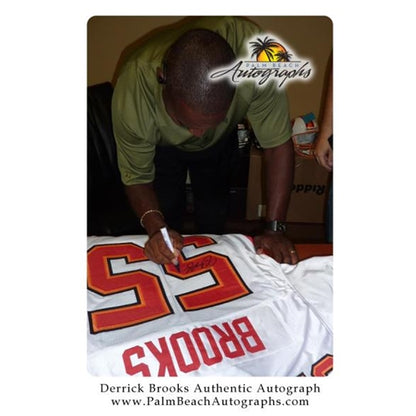 Derrick Brooks Autographed Tampa Bay Buccaneers (White #55) Custom Stitched Jersey - Brooks Holo