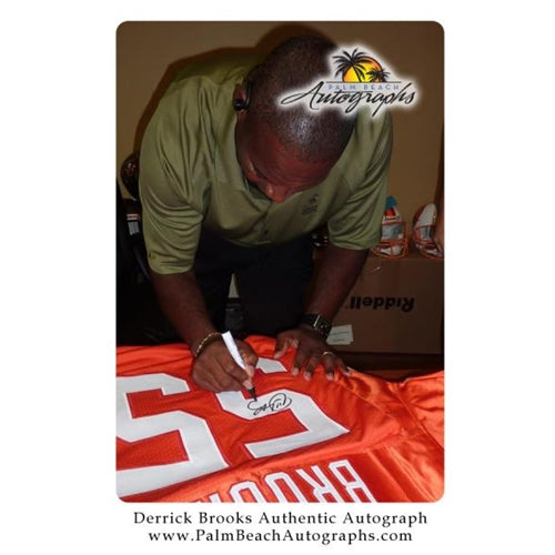 Derrick Brooks Autographed Tampa Bay Buccaneers (Orange Throwback #55) Custom Stitched Jersey - Brooks Holo
