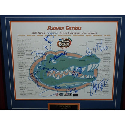2006-07 Florida Gators Team Autographed Final Four (Bracket) Deluxe Framed 16x20 Photo