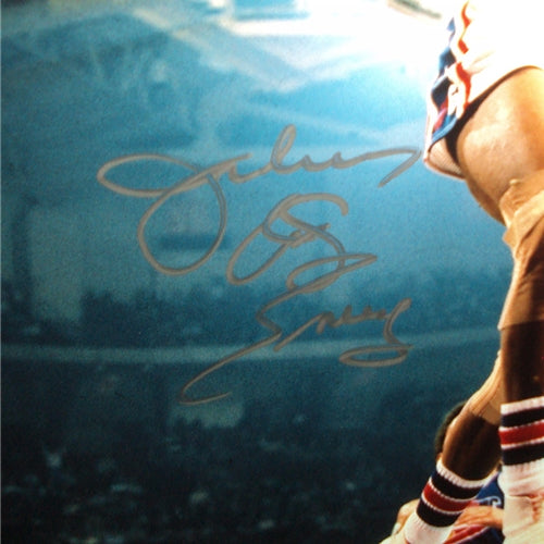 Julius "Dr. J" Erving Autographed Philadelphia 76ers Deluxe Framed 16x20 Photo