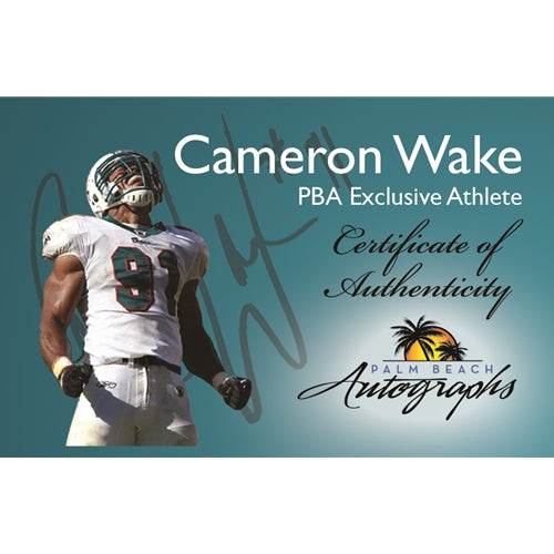 Cameron Cam Wake Autographed Miami Dolphins (Throwing Brady) 8x10 Photo - Wake Holo
