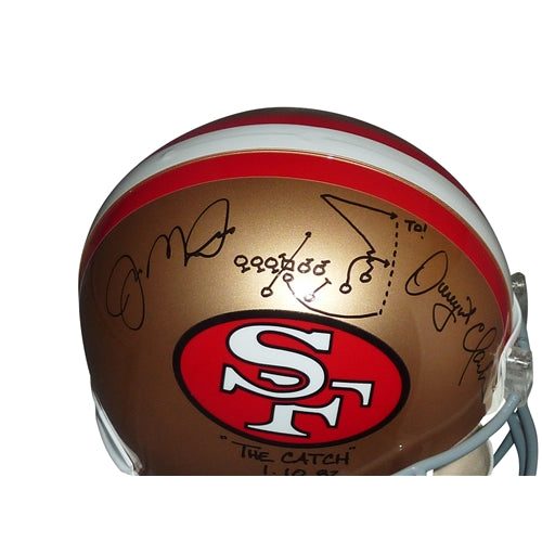 Joe Montana & Dwight Clark Autographed San Francisco 49ers Proline Helmet w/ "The Catch Drawn Out Diagram"