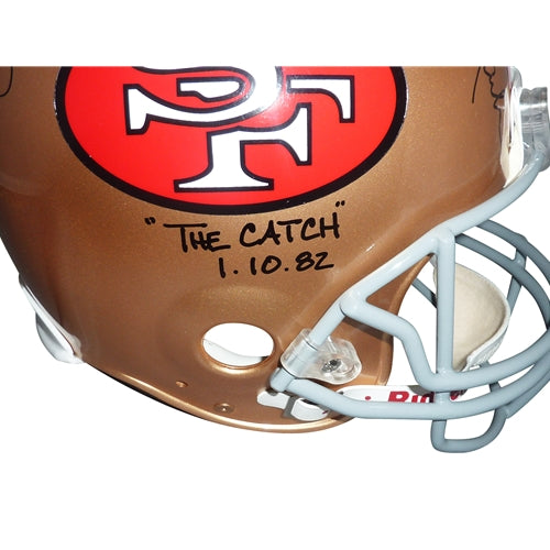 Joe Montana & Dwight Clark Autographed San Francisco 49ers Proline Helmet w/ "The Catch Drawn Out Diagram"