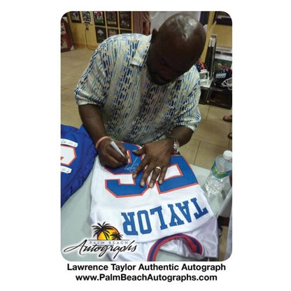 Lawrence Taylor Autographed New York Giants (White #56) Deluxe Framed Jersey
