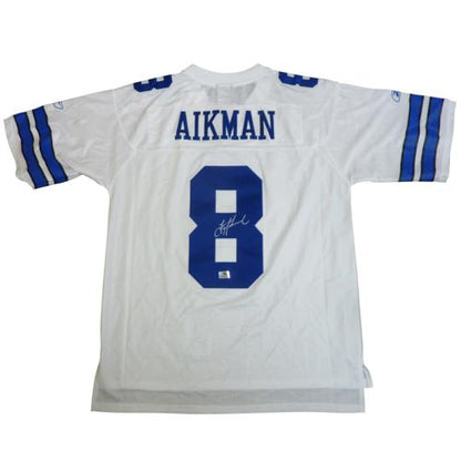 Troy Aikman Autographed Dallas Cowboys (White #8) Custom Stitched Jersey