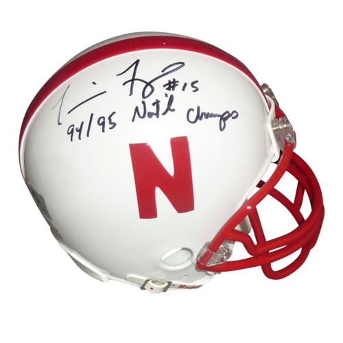 Tommie Frazier  Autographed Nebraska Huskers Mini Helmet w/ "94-95 National Champs"
