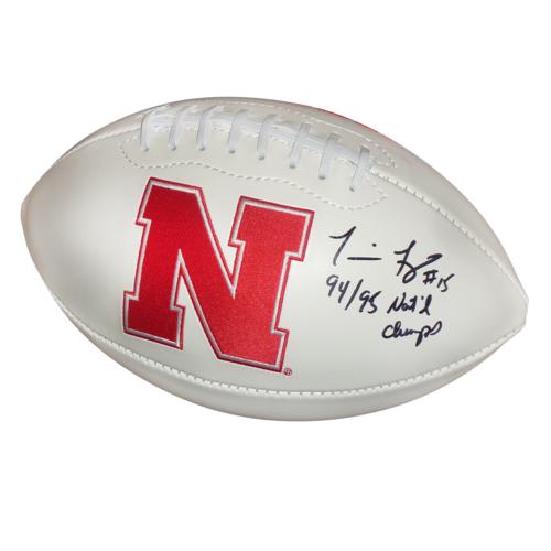 Tommie Frazier Autographed Nebraska Huskers Logo Football w/ "94-95 Natl Champs"