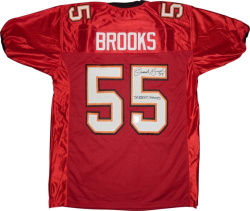 Derrick Brooks Autographed Tampa Bay Buccaneers (Red #55) Jersey w/ "SB XXXVII Champs" - Brooks Holo