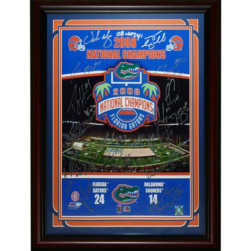 2008 Florida Gators National Champions Team Autographed (BCS in Silver) Deluxe Framed 16x20 Photo - 34 Signatures, Tim Tebow