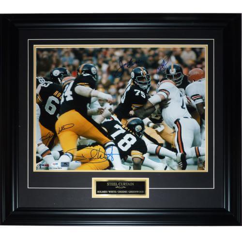 Steel Curtain (Holmes, White, Greenwood, Greene) Autographed Pittsburgh Steelers Deluxe Framed 16x20 Photo