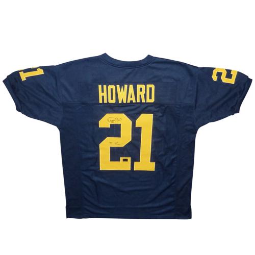 Desmond Howard Autographed Michigan Wolverines (Blue #21) Custom Jersey w/ 