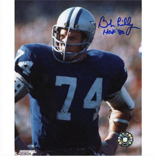 Bob Lilly Autographed Dallas Cowboys (Blue Jersey) 8x10 Photo w/ 