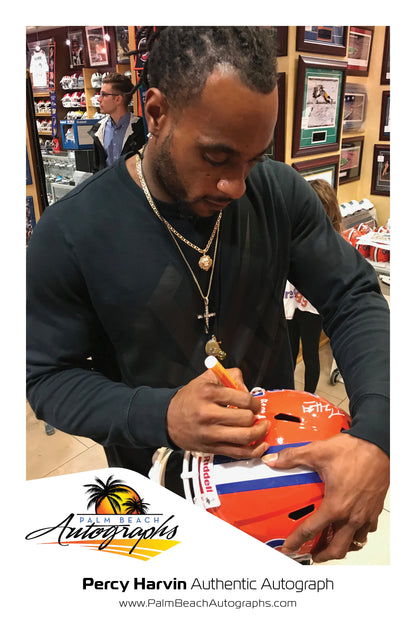 Percy Harvin Autographed Florida Gators (Speed) Deluxe Full-Size Replica Helmet w/ Stat Inscriptions